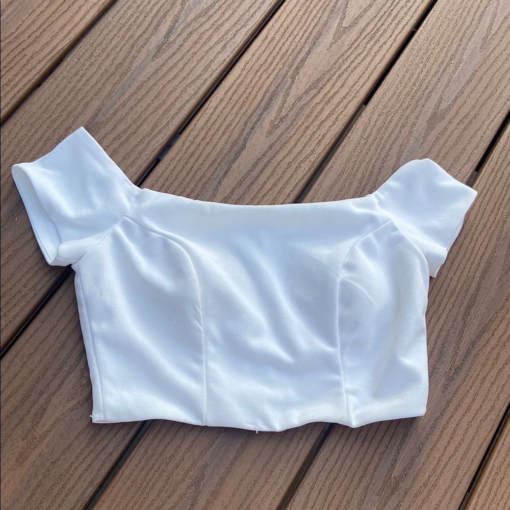 Trixxi White Fitted Crop Blouse
